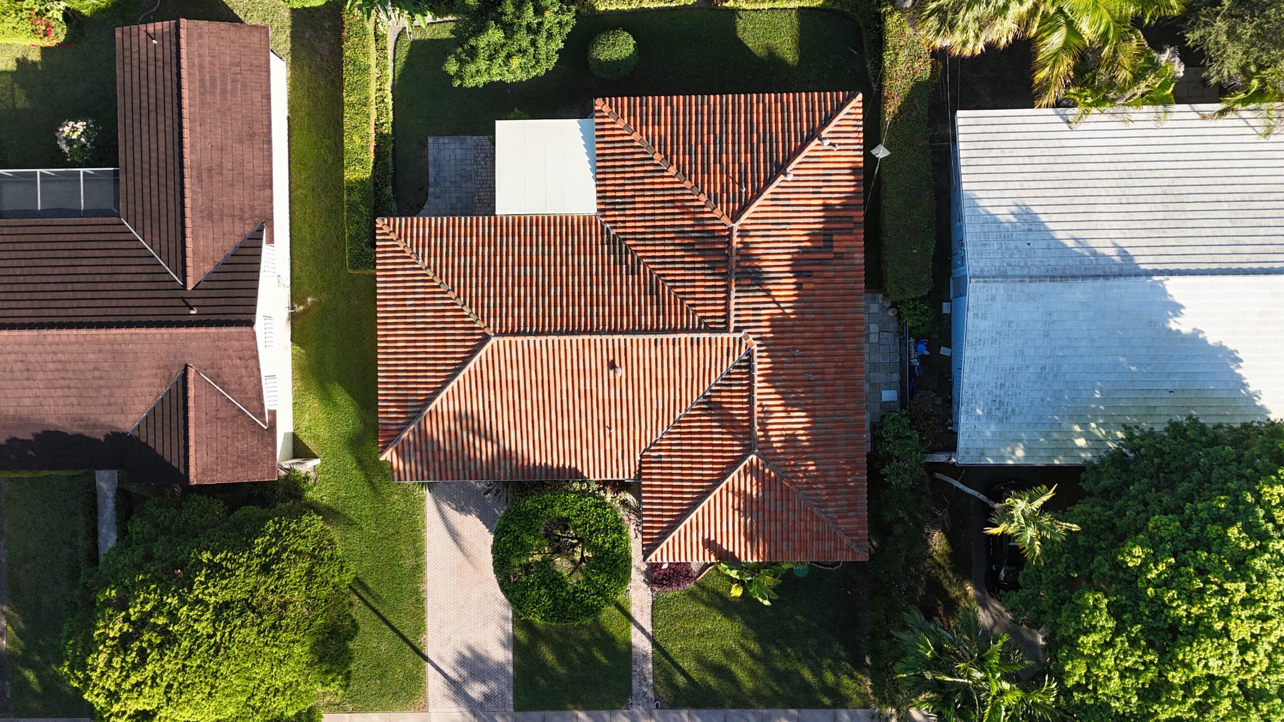 Aerial view of completed roof in Fort Lauderdale by Bigfoot Windows & Roofing