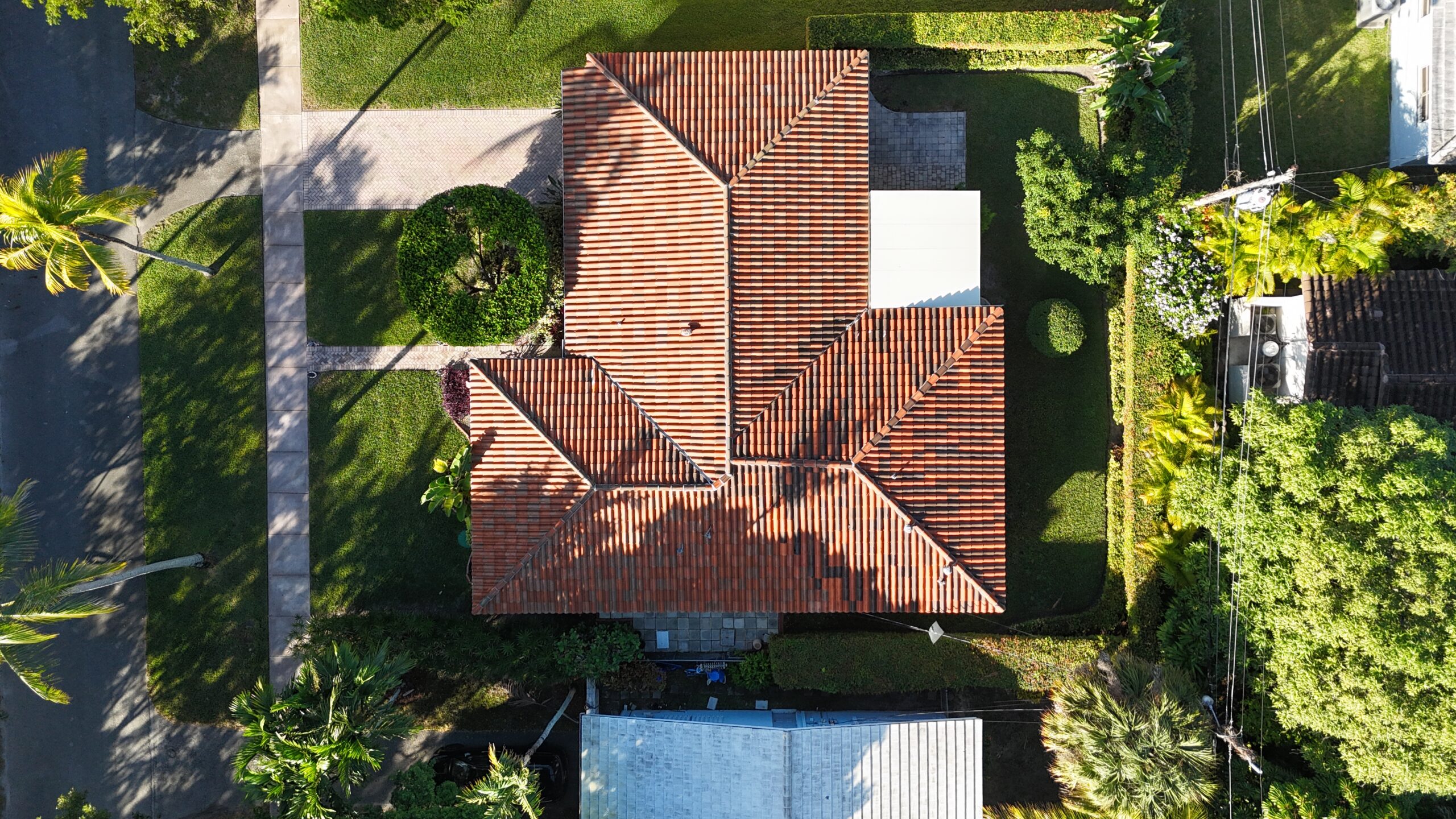 Aerial view of completed roof in Fort Lauderdale by Bigfoot Windows & Roofing