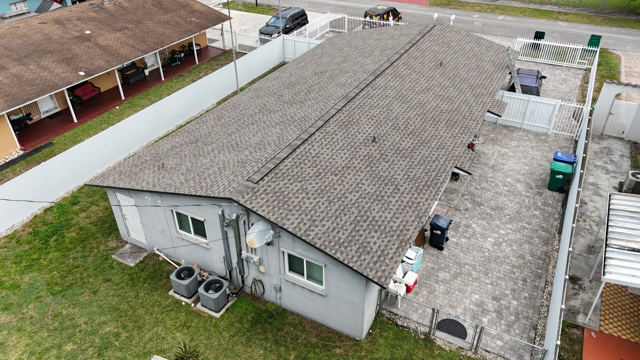 Aerial view of completed roof by Bigfoot Windows & Roofing