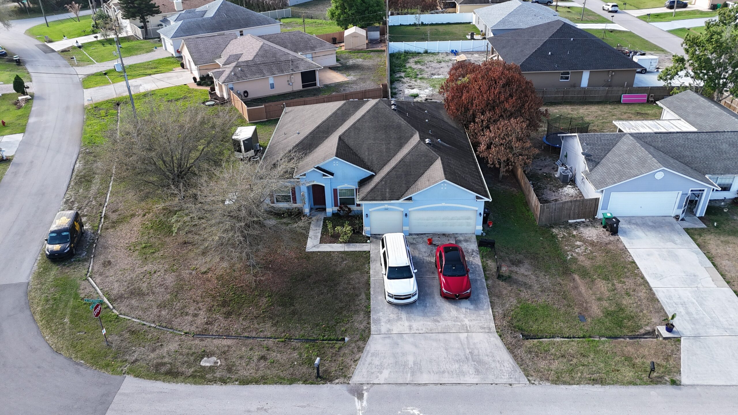 Aerial view of completed roof in Port St. Lucie by Bigfoot Windows & Roofing