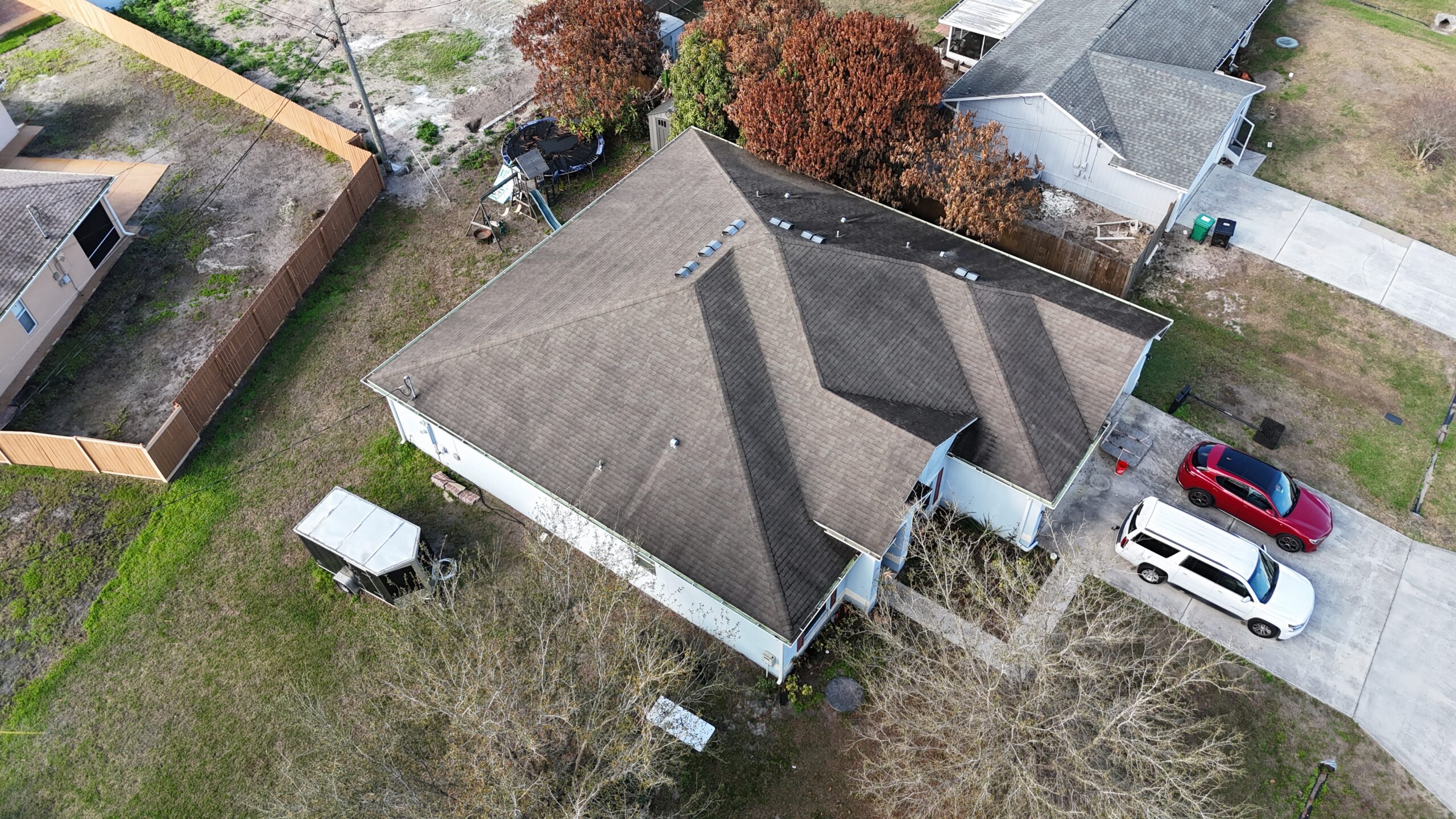 Aerial view of completed roof in Port St. Lucie by Bigfoot Windows & Roofing