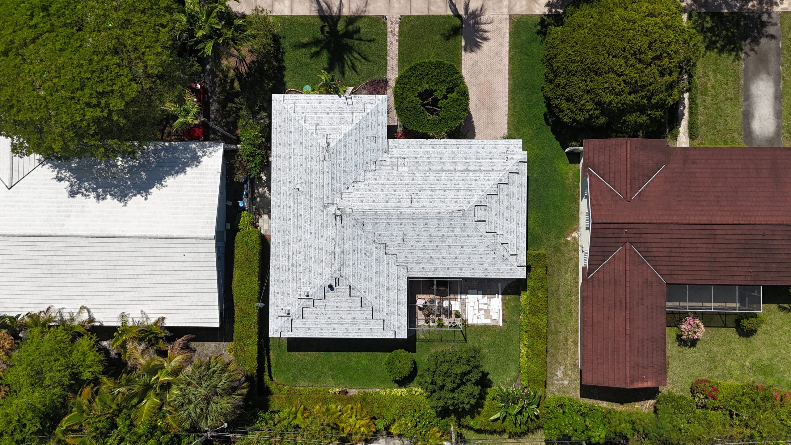 Aerial view of completed roof in Fort Lauderdale by Bigfoot Windows & Roofing