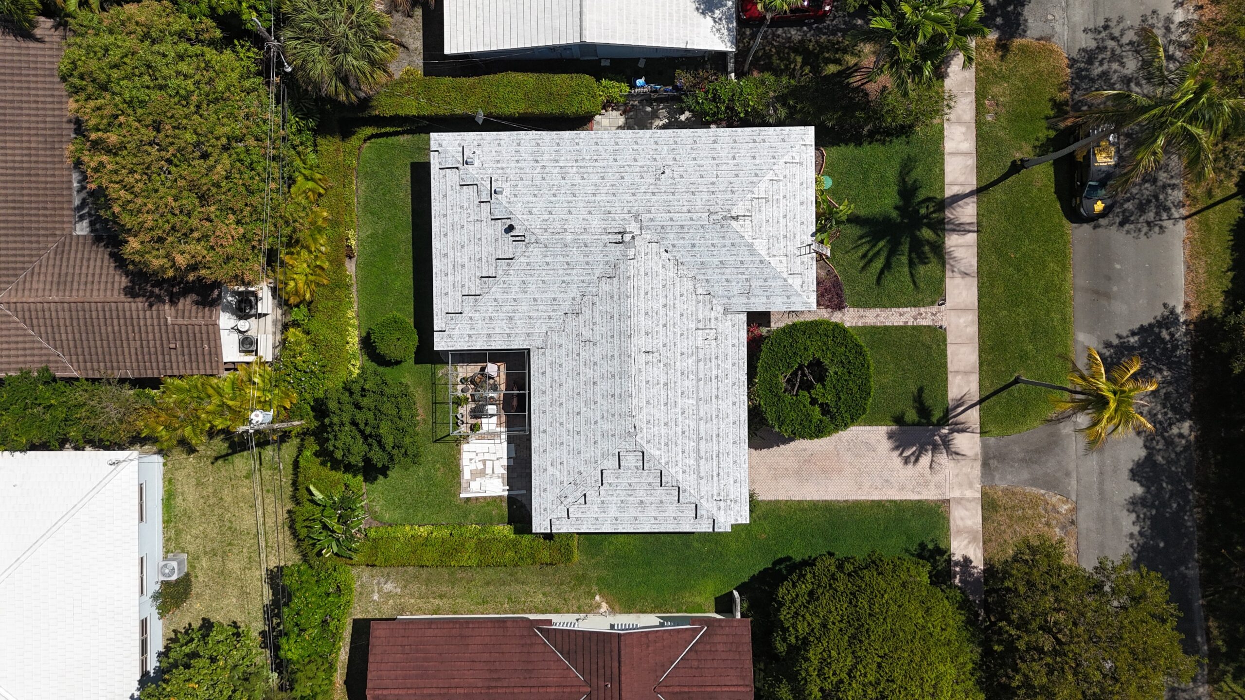 Aerial view of completed roof in Fort Lauderdale by Bigfoot Windows & Roofing — unknown