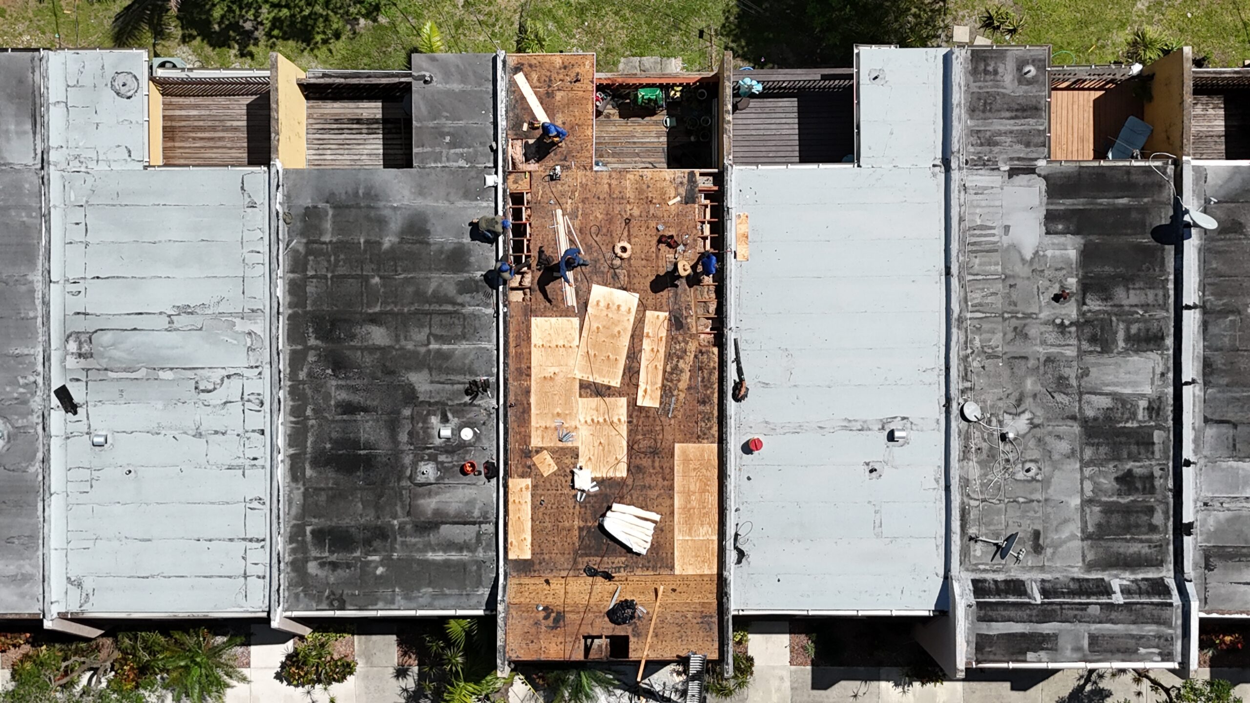 Aerial view of completed roof in Hollywood by Bigfoot Windows & Roofing