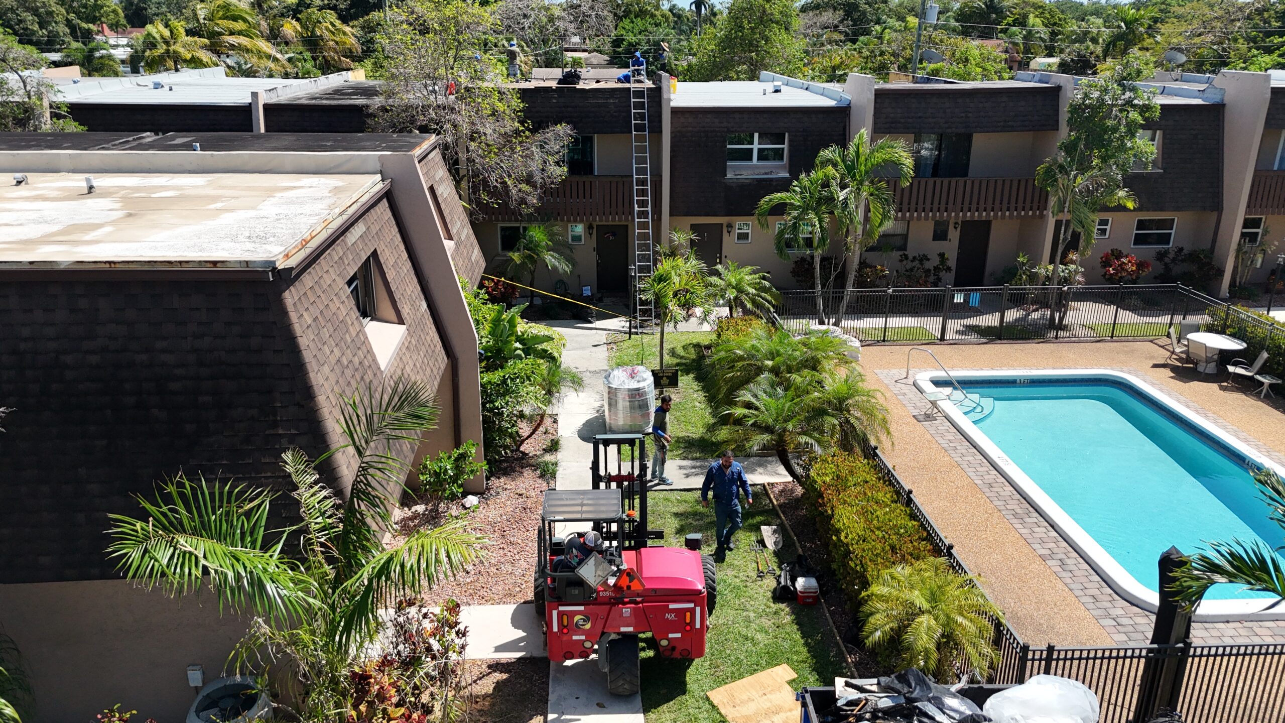 Aerial view of completed roof in Hollywood by Bigfoot Windows & Roofing
