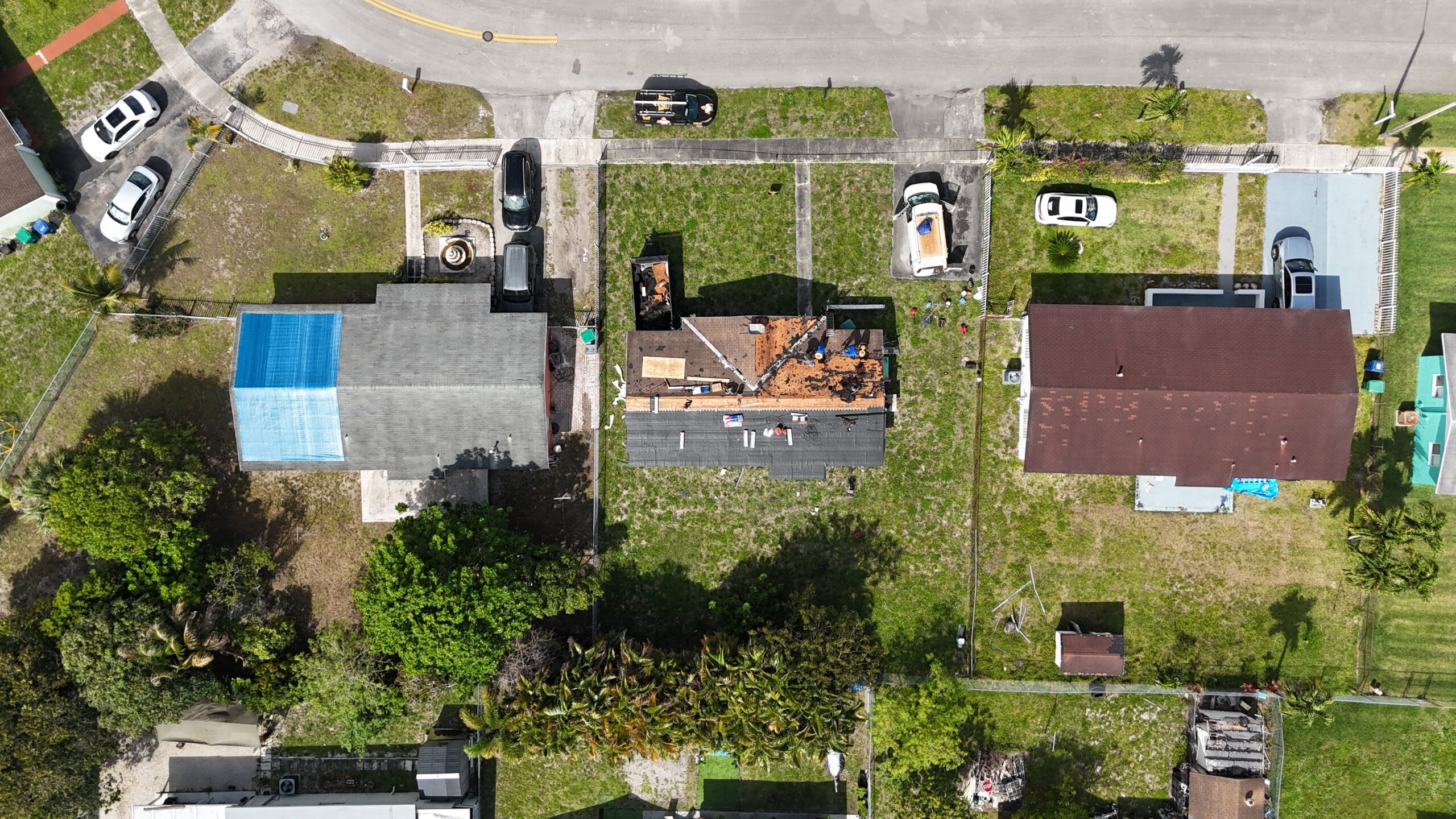 Aerial view of completed roof in Miami Gardens by Bigfoot Windows & Roofing — unknown