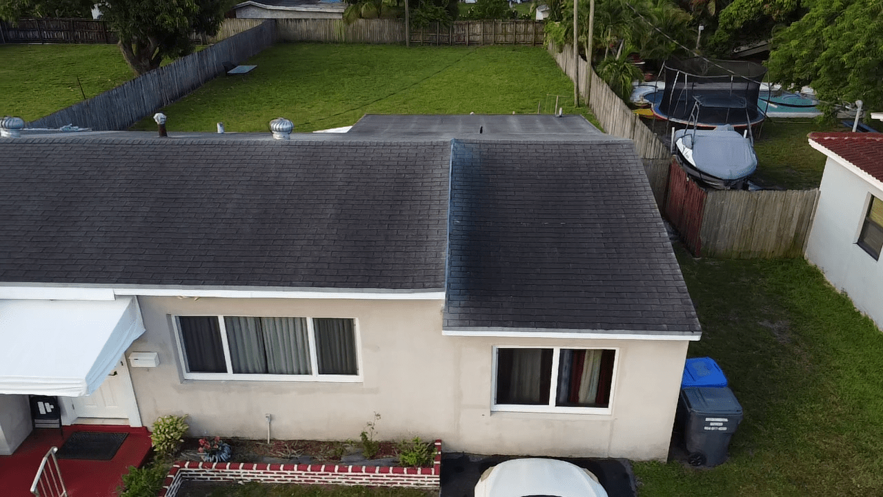 Aerial view of completed roof in Hollywood by Bigfoot Windows & Roofing