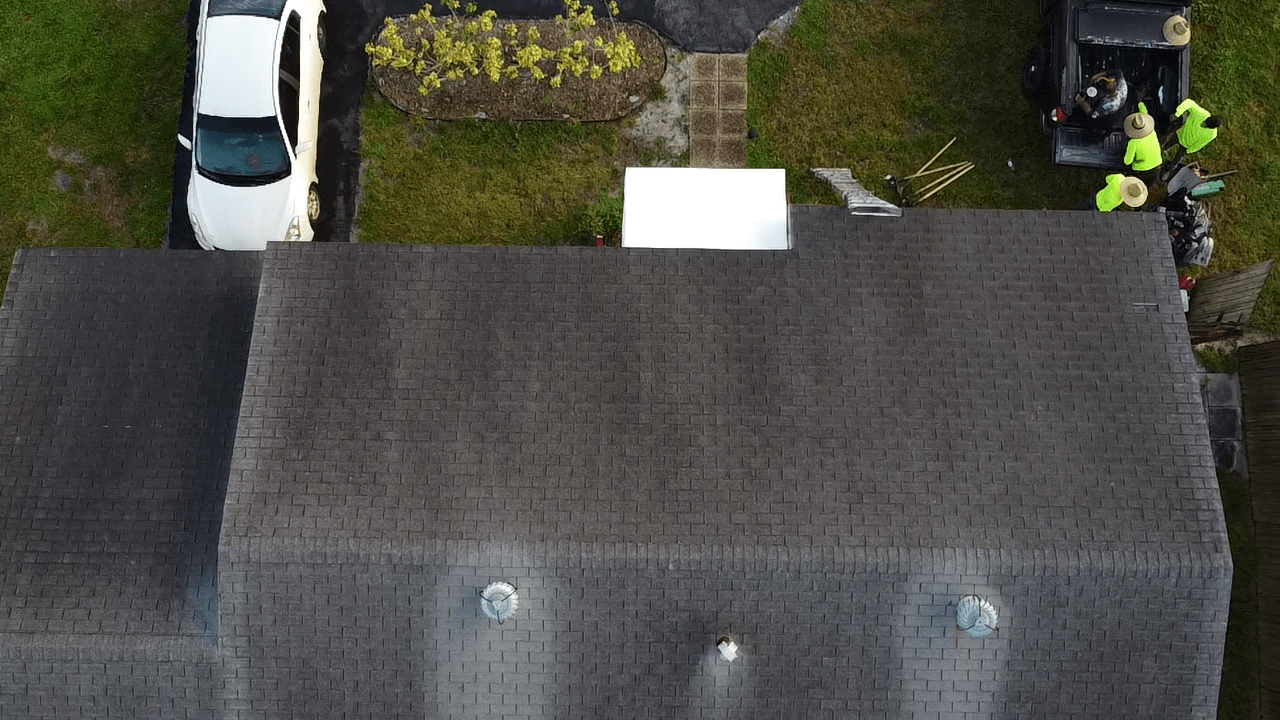 Aerial view of completed roof in Hollywood by Bigfoot Windows & Roofing