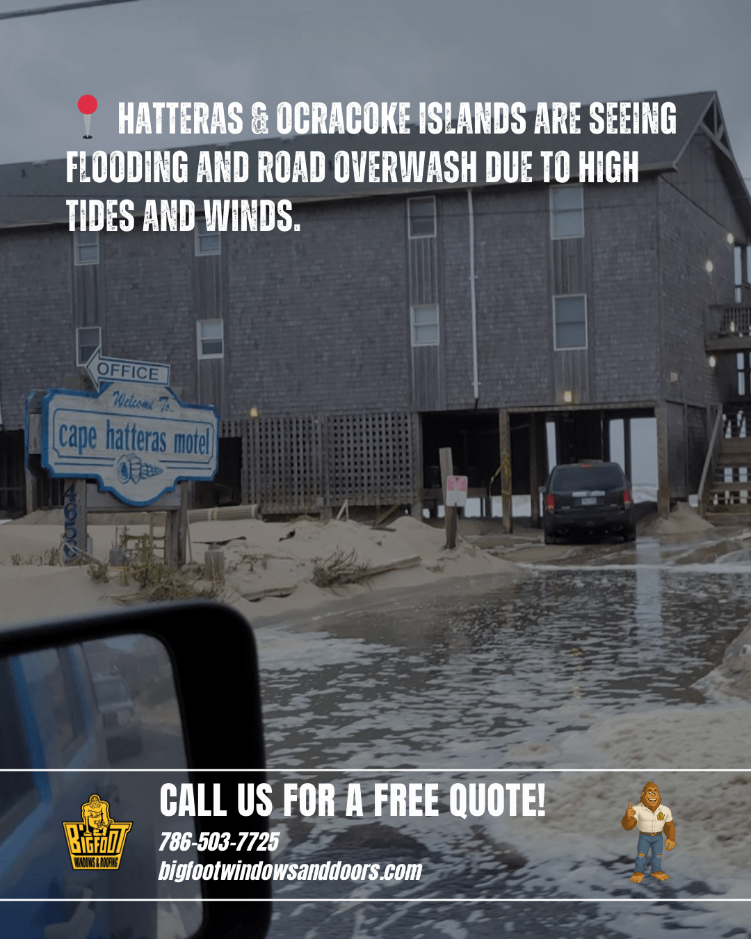 Storm-damaged roof by Bigfoot Windows & Roofing