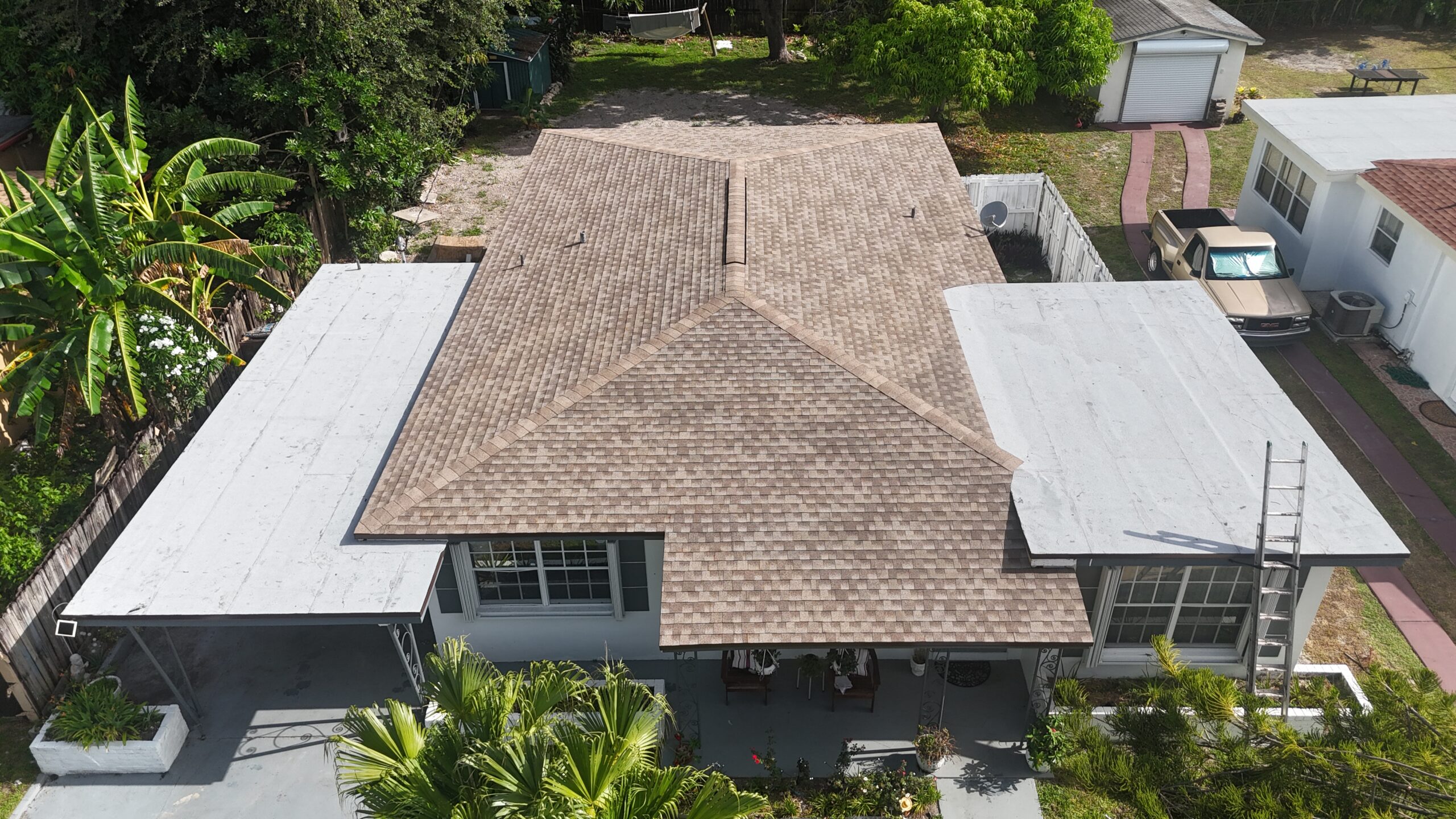 Completed aerial view 3 of the roof project in Miami, Florida