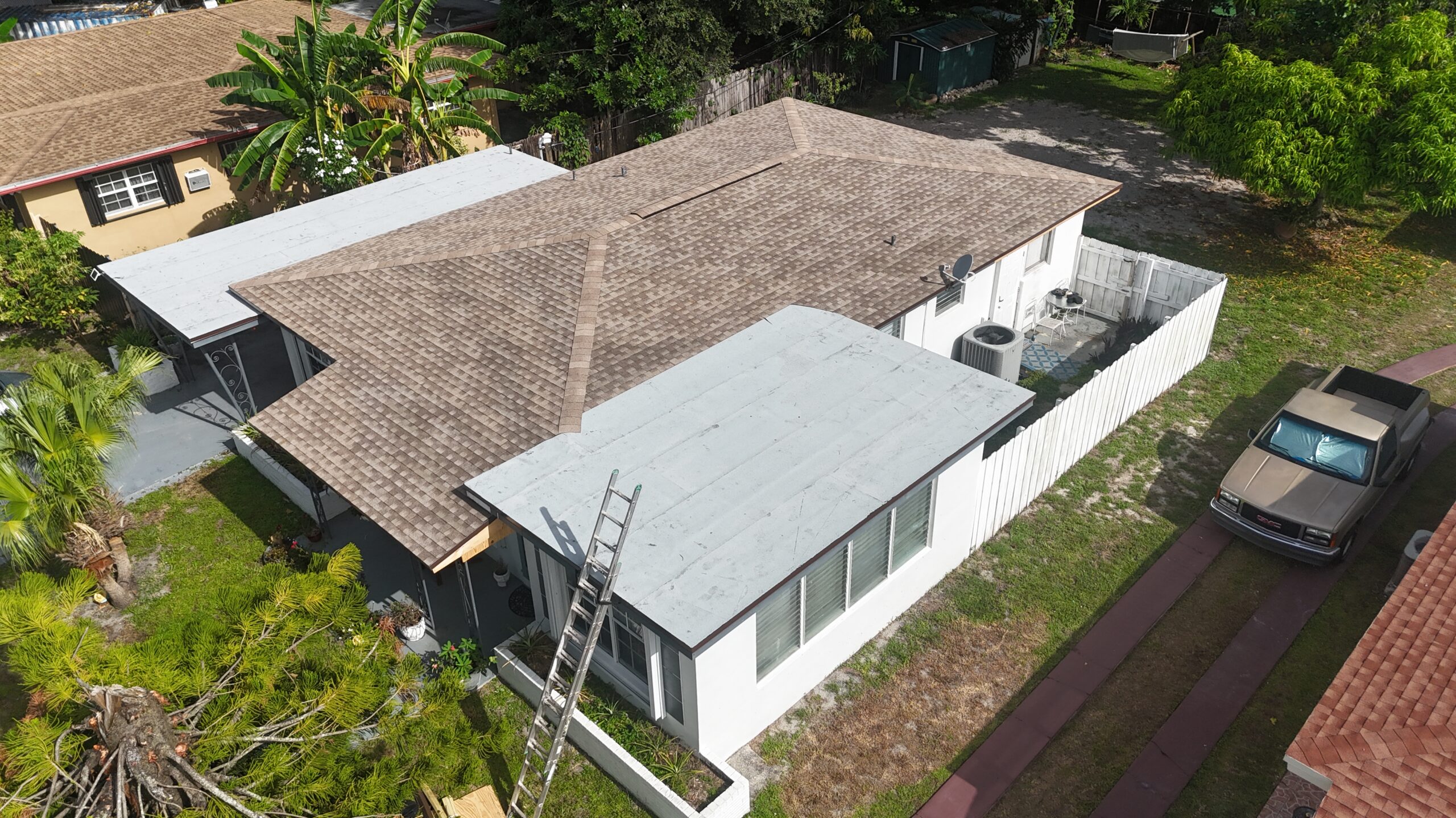 Completed aerial view 4 of the roof project in Miami, Florida