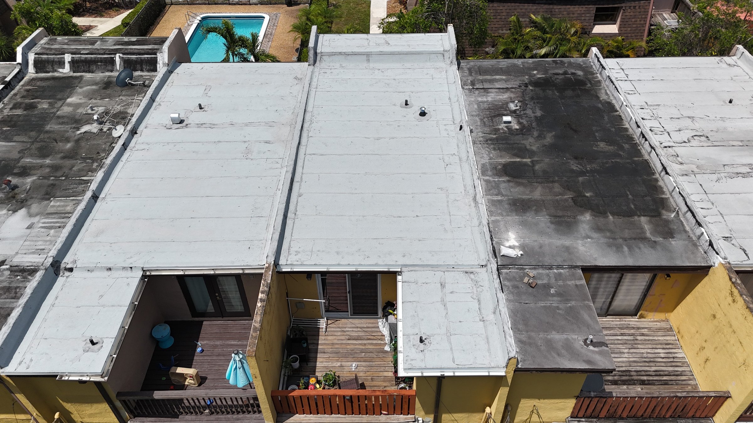 Aerial view of completed roof in Hollywood by Bigfoot Windows & Roofing