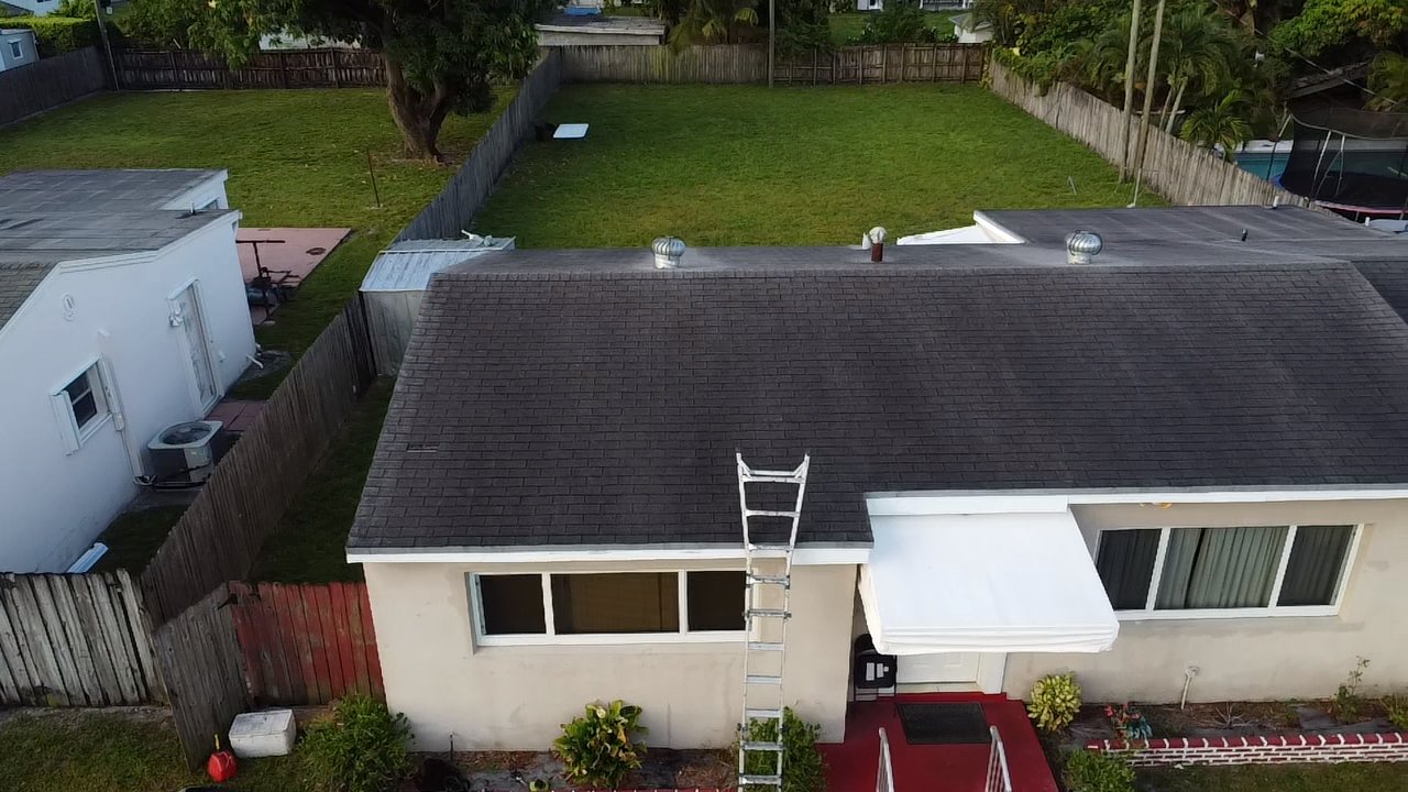Aerial view of completed roof in Hollywood by Bigfoot Windows & Roofing