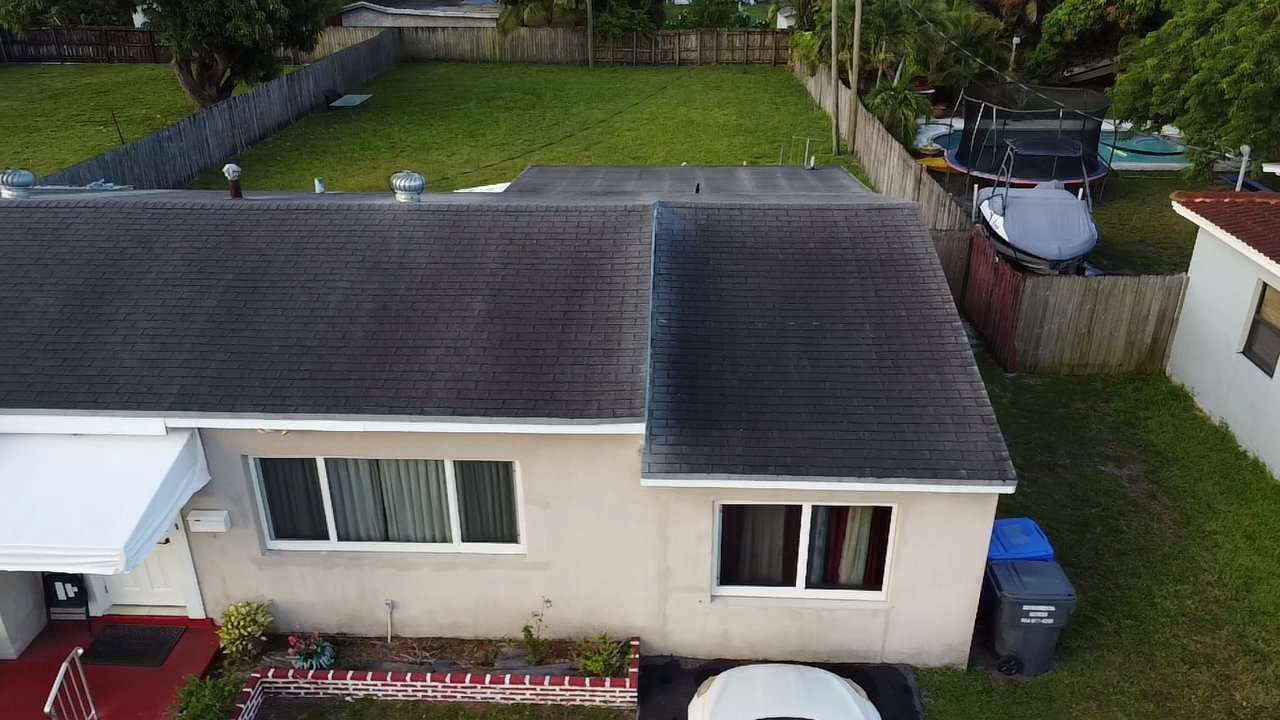 Aerial view of completed roof in Hollywood by Bigfoot Windows & Roofing