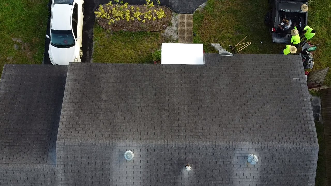 Aerial view of completed roof in Hollywood by Bigfoot Windows & Roofing