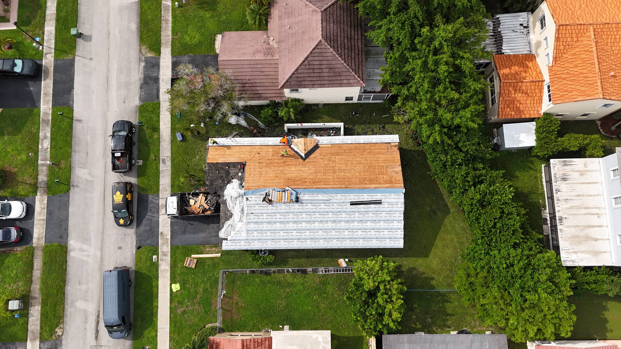 Aerial view of completed roof in Pembroke Pines by Bigfoot Windows & Roofing — unknown