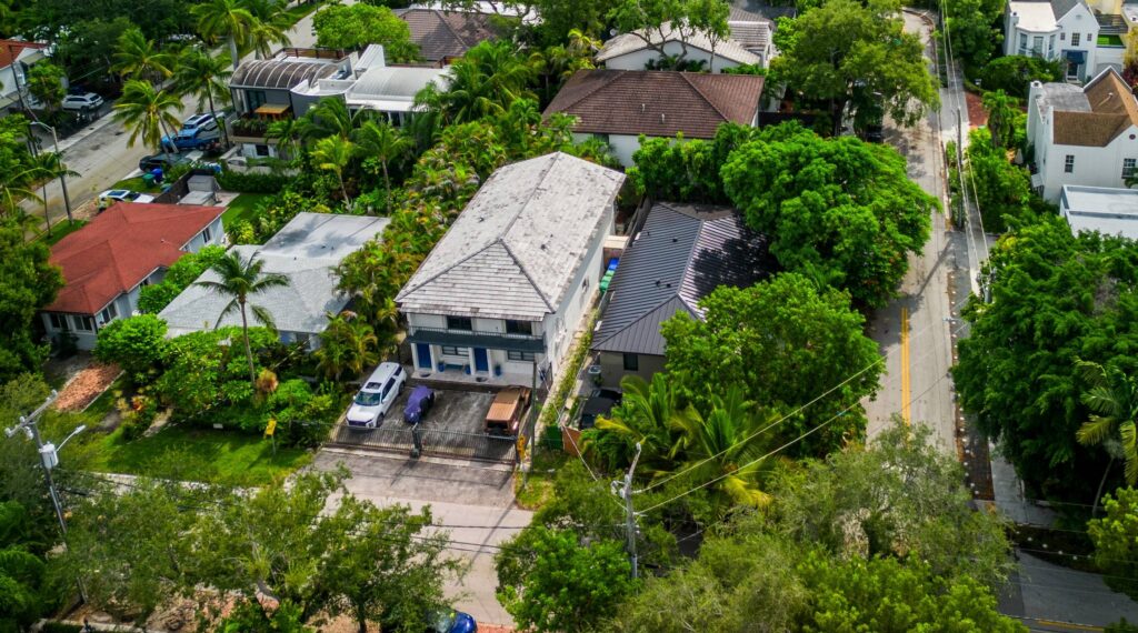 Aerial view of completed roof by Bigfoot Windows & Roofing