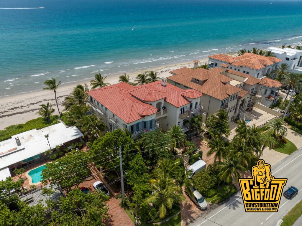 Aerial view of completed roof by Bigfoot Windows & Roofing