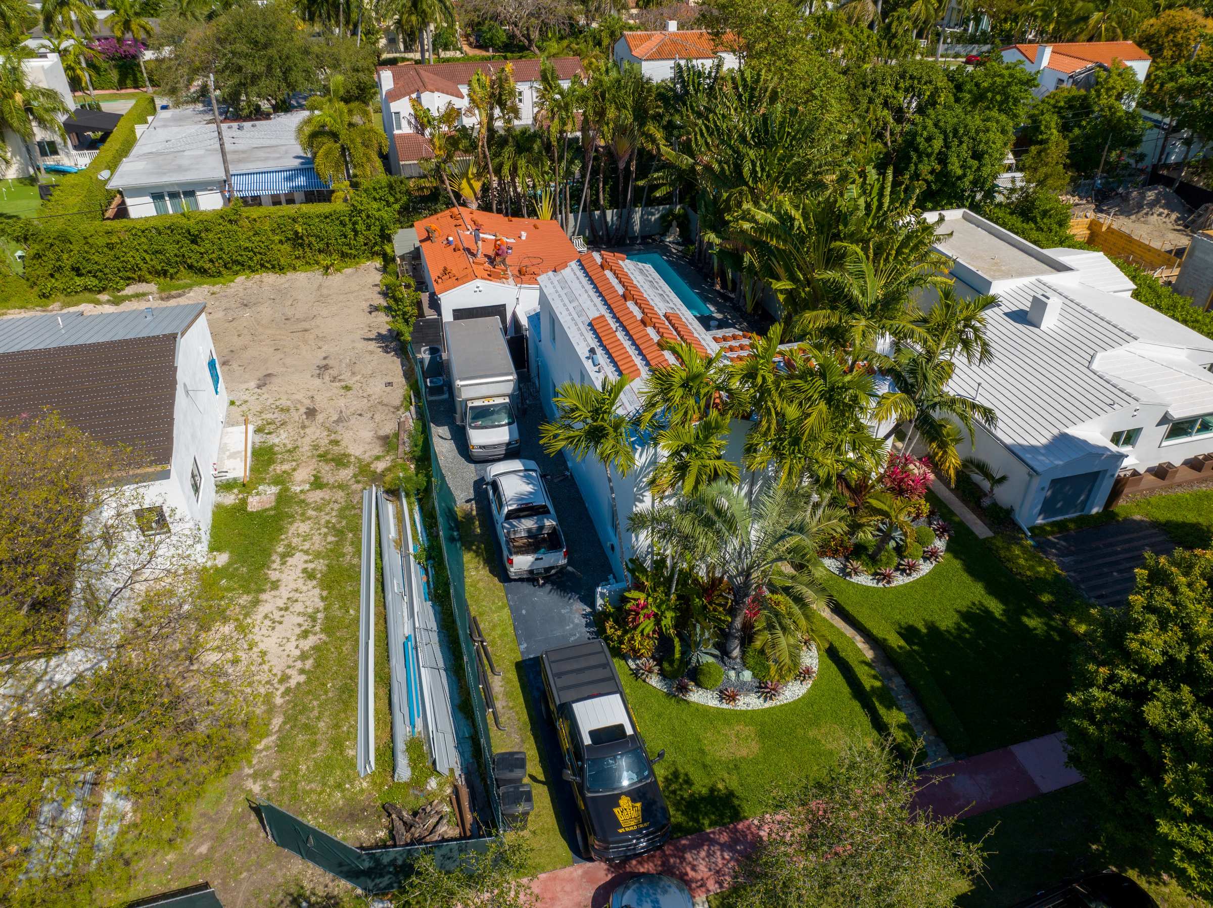 Aerial view of completed roof by Bigfoot Windows & Roofing