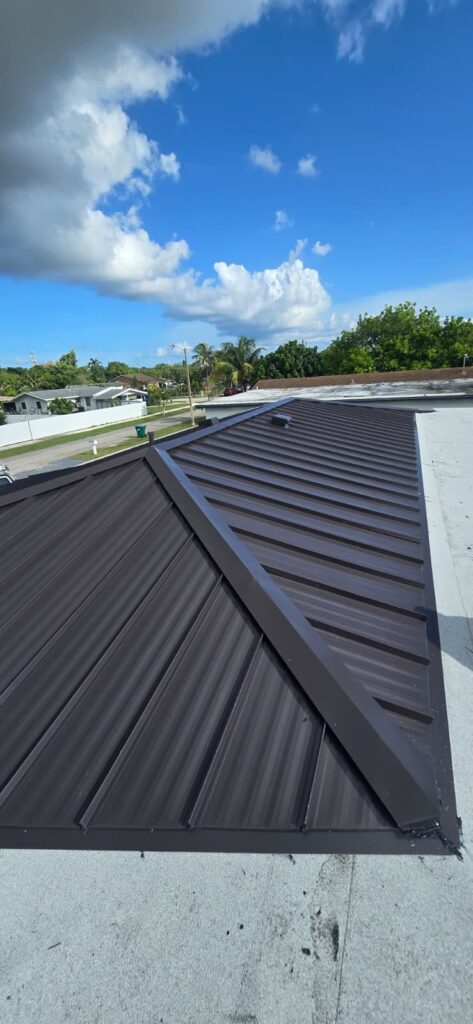 Completed metal roof in Miami by Bigfoot Windows & Roofing