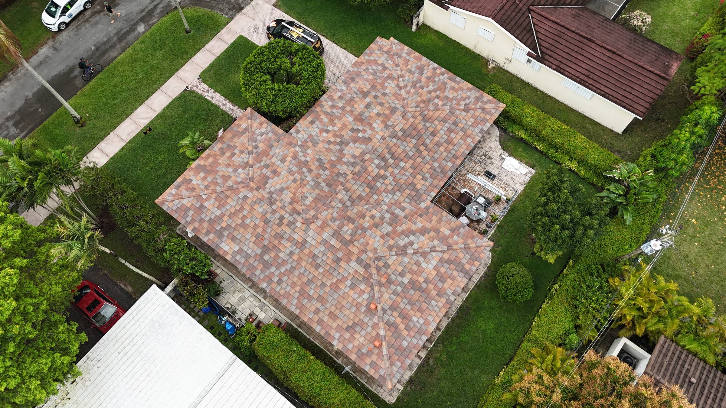 Completed tile roof in Coral Gables by Bigfoot Windows & Roofing — view 2