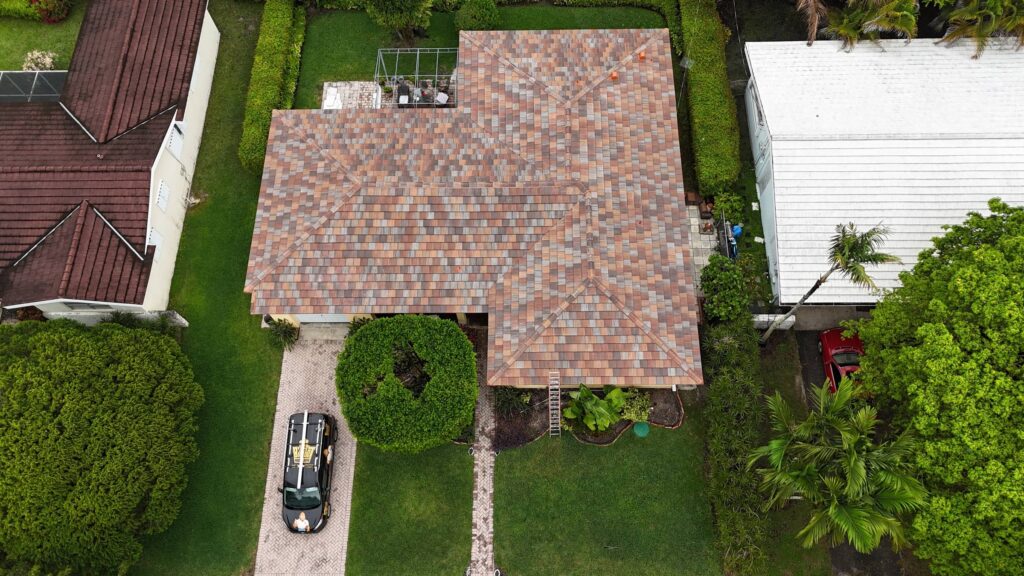 Completed tile roof in Coral Gables by Bigfoot Windows & Roofing